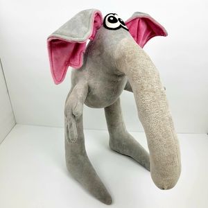 1985 Roark Design Sher-Stuff Elephant Posable Wire Plush 18" Gray Pink EUC